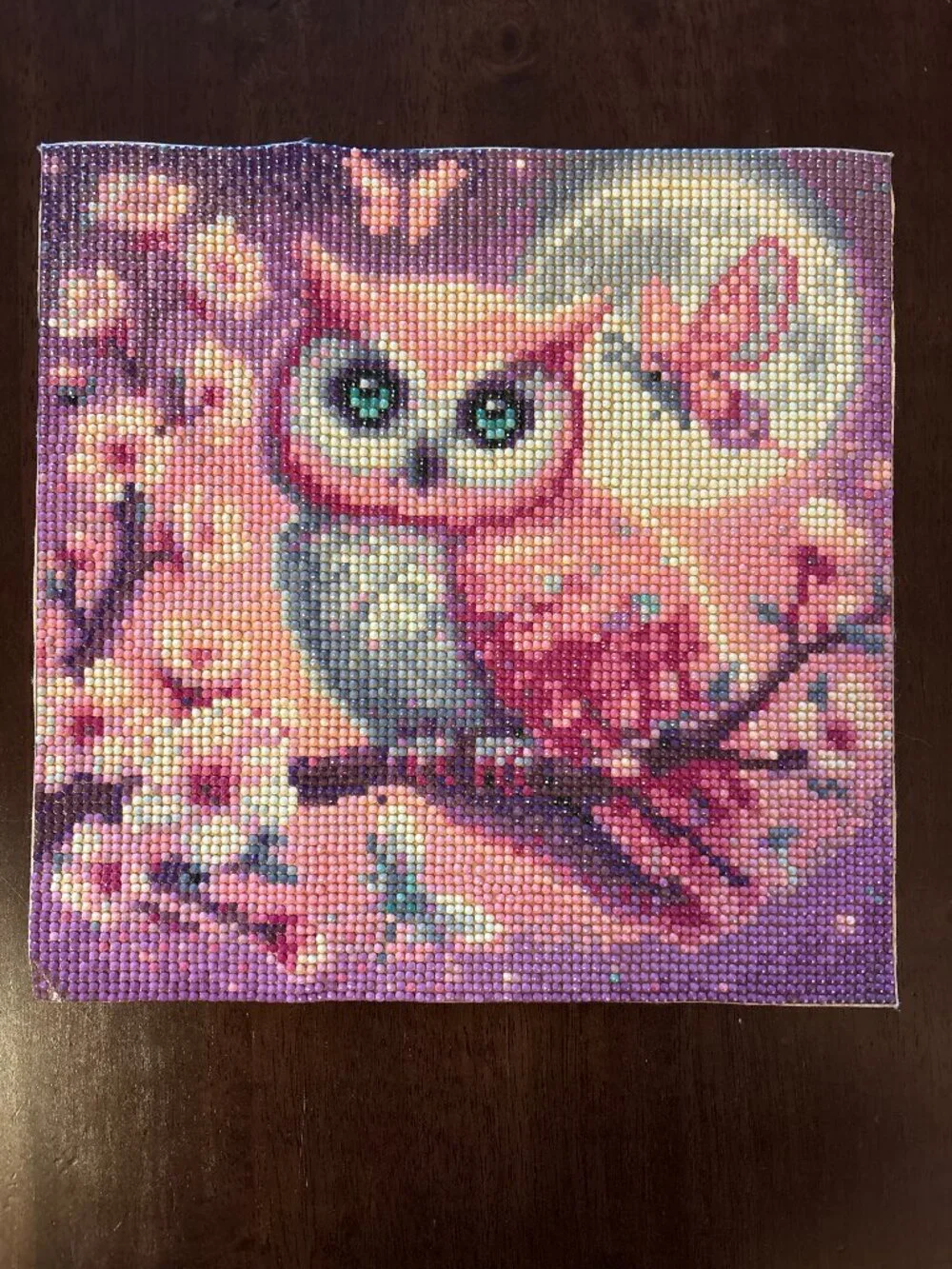 Pink Owl Diamond Art Painting - Unframed - 10